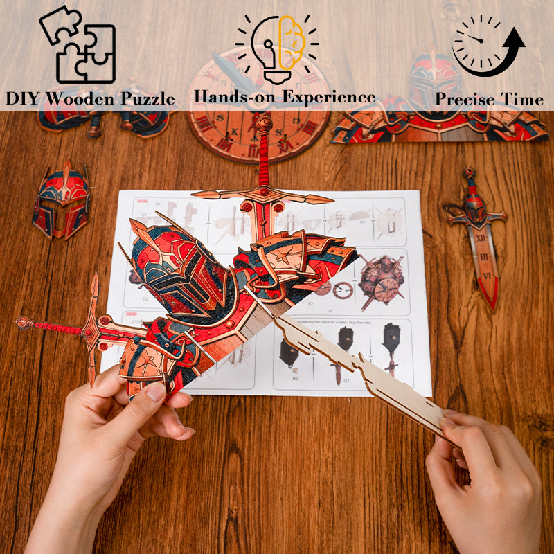 Knight’s Compass Timepiece Wooden Clock Puzzle