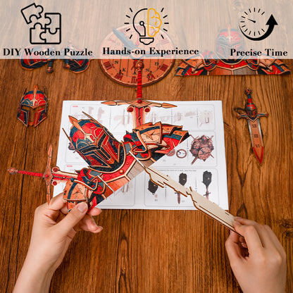 Knight’s Compass Timepiece Wooden Clock Puzzle