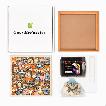 Cute Little Animals - Wooden Coloring Puzzle