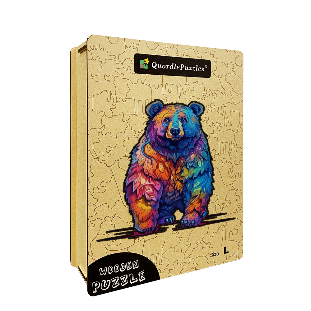 🔥Last Day 83% OFF-Beautiful psychedelic furious bear Wooden Jigsaw Puzzle