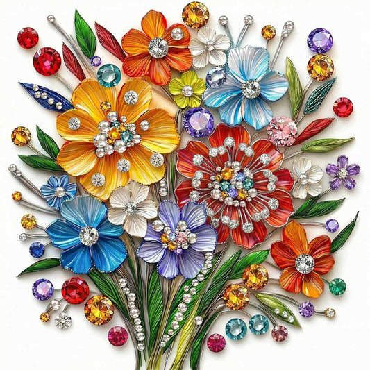 Gemstone Blossom Bouquet Wooden Jigsaw Puzzle