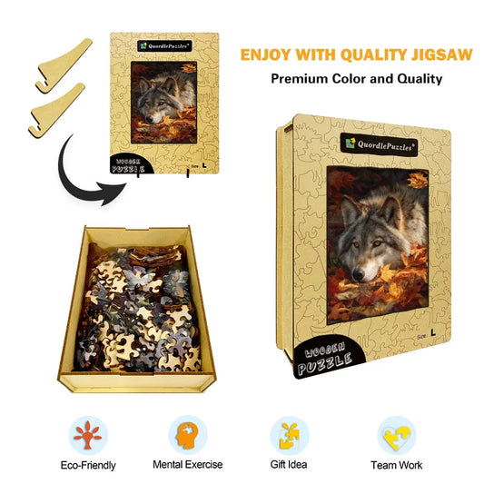 Autumn Wolf Rest Wooden Jigsaw Puzzle