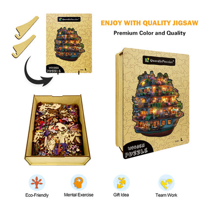 Flower-Filled Floating Ship Wooden Jigsaw Puzzle