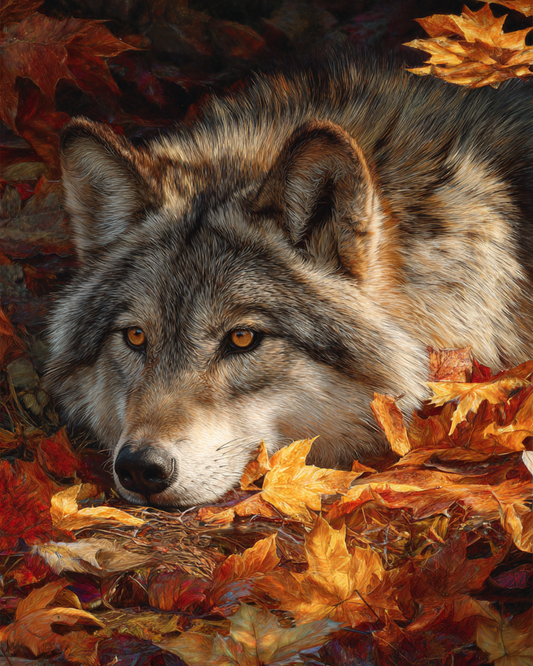 Autumn Wolf Rest Wooden Jigsaw Puzzle