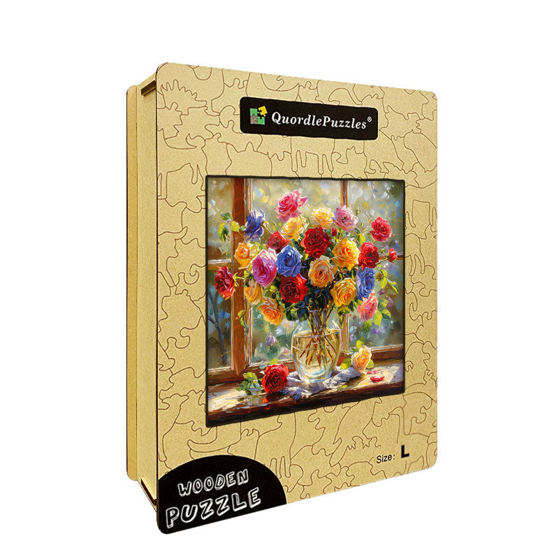 Sunlit Roses Wooden Jigsaw Puzzle
