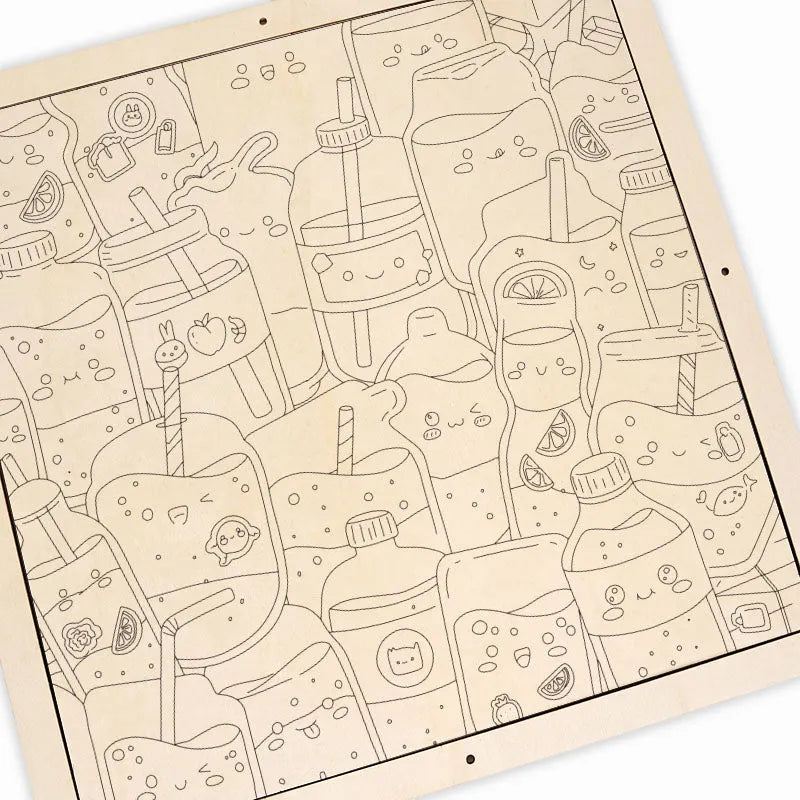 Cute juices - Wooden Coloring Puzzle