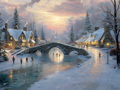 Winter Ice Skating Wooden Jigsaw Puzzle