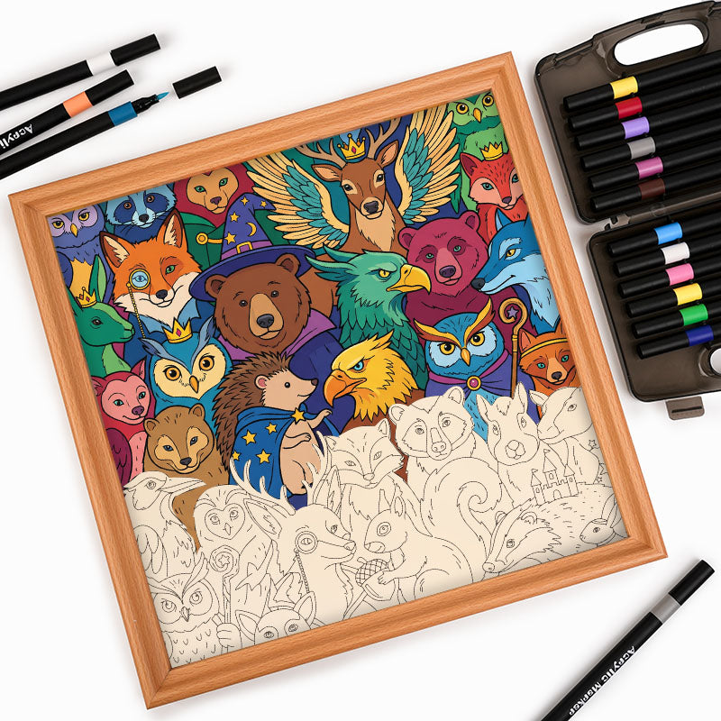 Enchanted Forest Friends - Wooden Coloring Puzzle