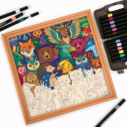 Enchanted Forest Friends - Wooden Coloring Puzzle
