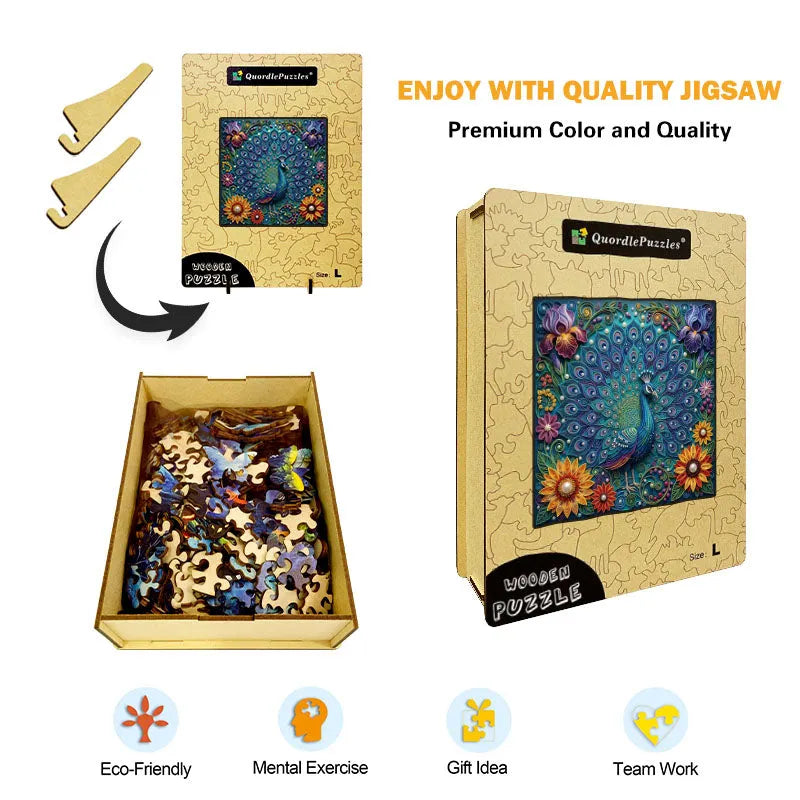 Peacock in Full Bloom Wooden Jigsaw Puzzle