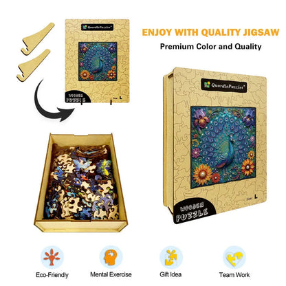 Peacock in Full Bloom Wooden Jigsaw Puzzle
