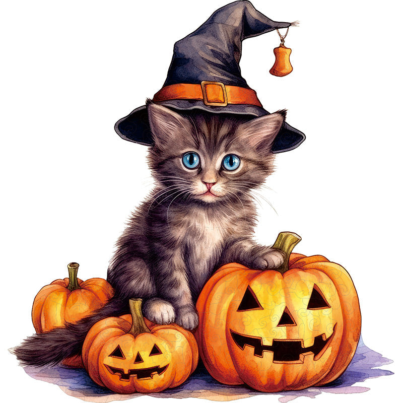 🔥LAST DAY 85% OFF-Cat Witch Hat Pumpkin Halloween Vinyl Sticker