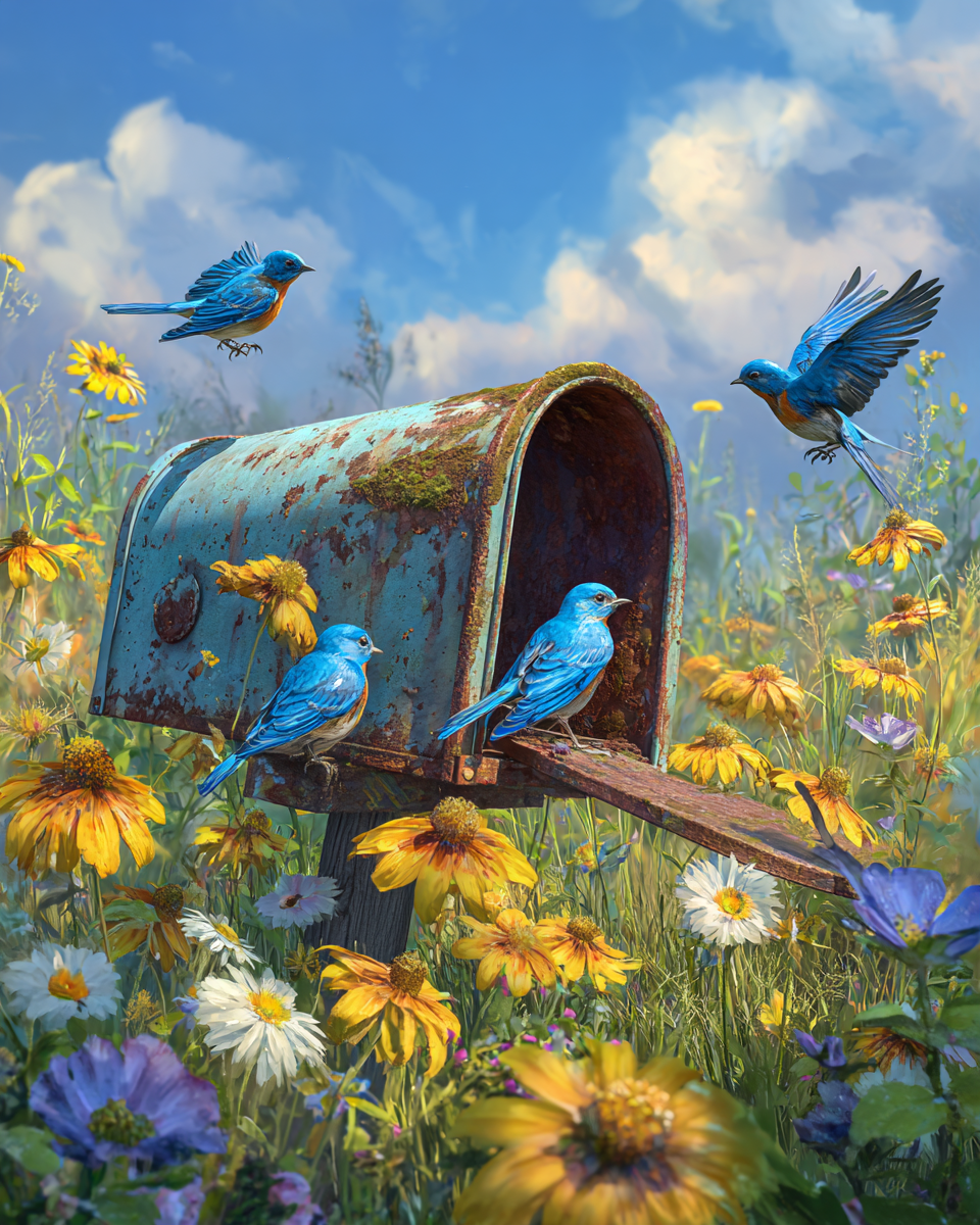 Blue Birds Mailbox Wooden Jigsaw Puzzle