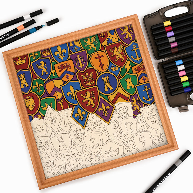 Badge Collection - Wooden Coloring Puzzle
