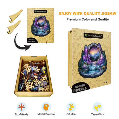 Crystal Cave with Waterfall Wooden Jigsaw Puzzle