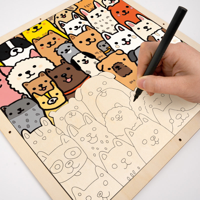 Dog Paradise - Wooden Coloring Puzzle