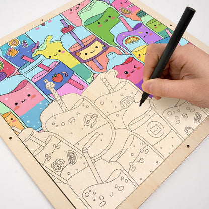 Cute juices - Wooden Coloring Puzzle