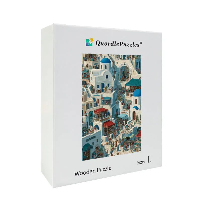 Blue Town Bazaar Wooden Jigsaw Puzzle