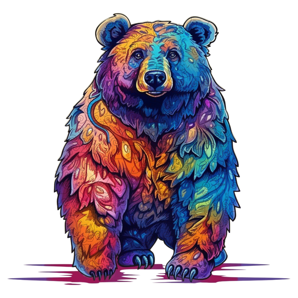 🔥Last Day 83% OFF-Beautiful psychedelic furious bear Wooden Jigsaw Puzzle