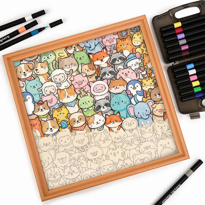 Whimsical Animals - Wooden Coloring Puzzle
