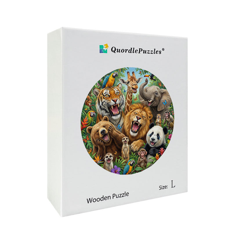 Wild Animal Celebration Wooden Jigsaw Puzzle