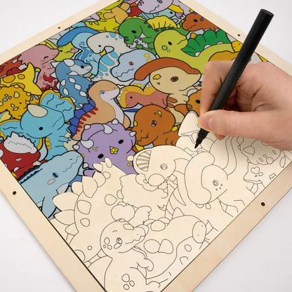 Dino Parade - Wooden Coloring Puzzle