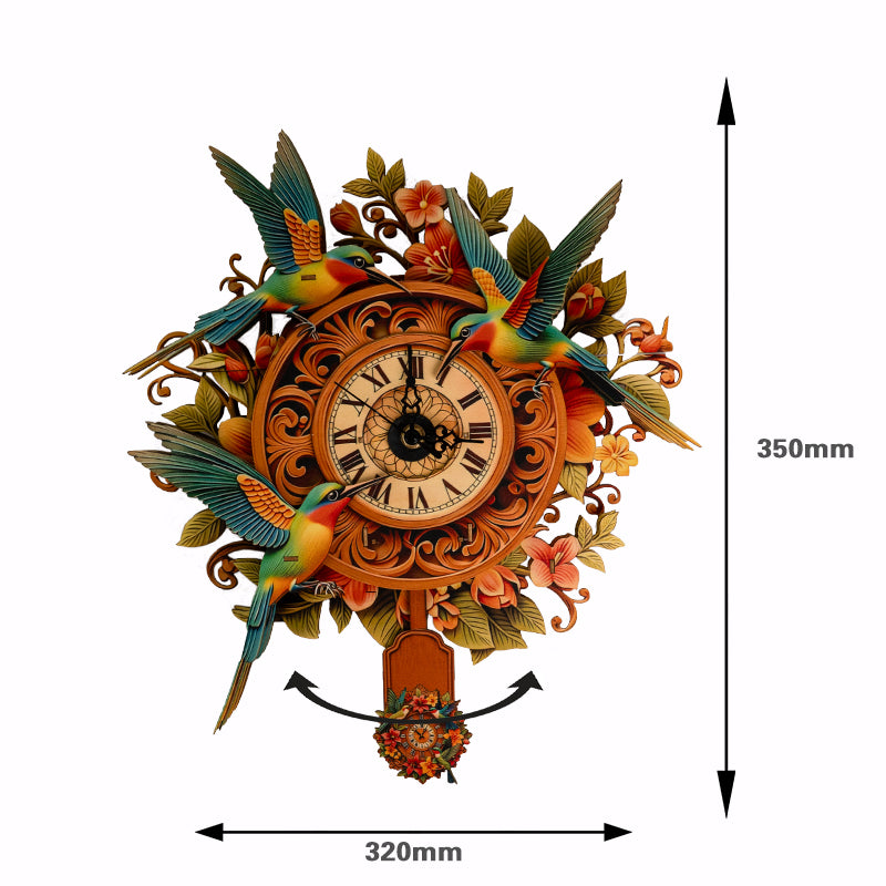 Blooming Hummingbird Wooden Clock Puzzle