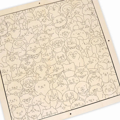Tiny Puppy World - Wooden Coloring Puzzle