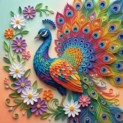 Peacock in Bloom Vibrant Creation Wooden Jigsaw Puzzle