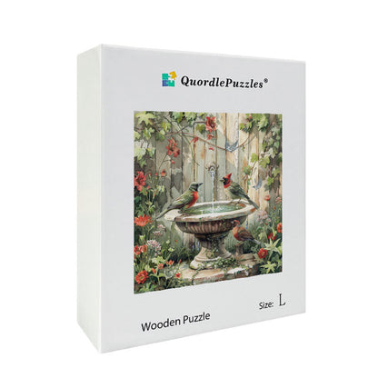 Bird Bath Garden Wooden Jigsaw Puzzle