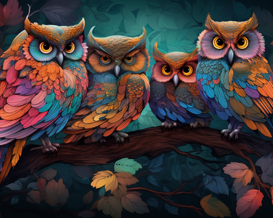 Colorful Owls in the Forest Wooden Jigsaw Puzzle