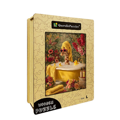 Giraffe Spa Day Wooden Jigsaw Puzzle