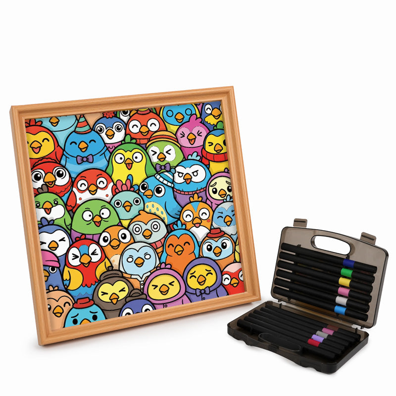 Birdie Party - Wooden Coloring Puzzle