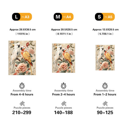 Floral Parrots Wooden Jigsaw Puzzle