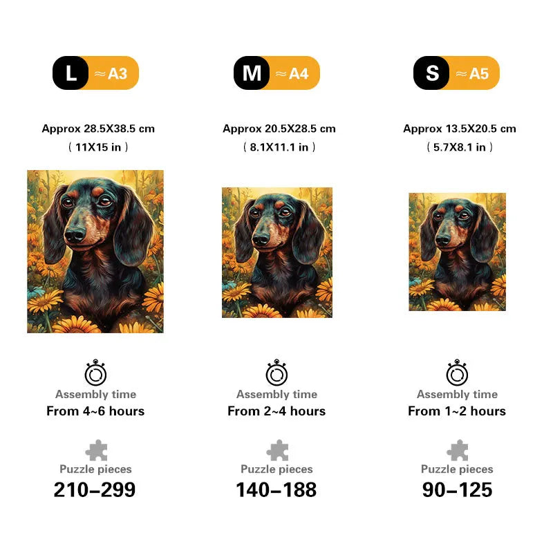 Dachshund in Flowers Wooden Jigsaw Puzzle