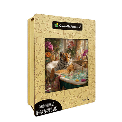 Tiger Bath Wooden Jigsaw Puzzle
