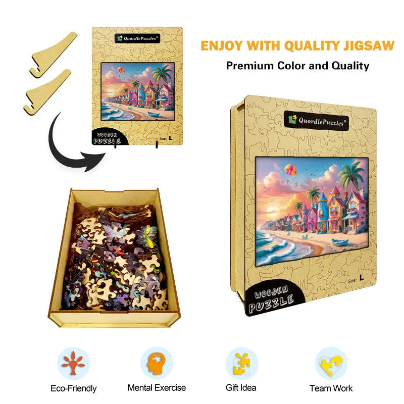 Romantic Beach Wooden Jigsaw Puzzle