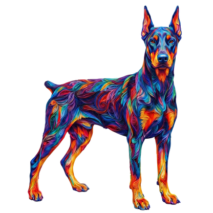 Vibrant Doberman Dog Wooden Puzzle