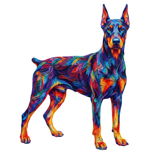 Vibrant Doberman Dog Wooden Puzzle