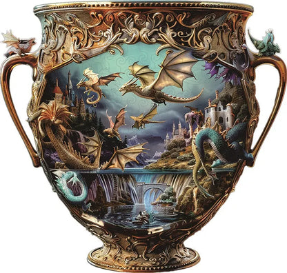 Dragons in a Majestic Vessel Wooden Jigsaw Puzzle