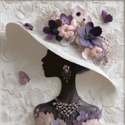 Elegant Floral Lady Silhouette Wooden Jigsaw Puzzle