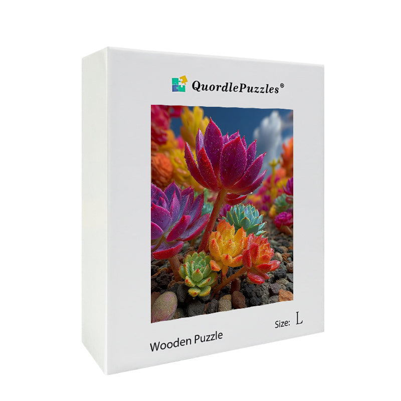 Colorful Succulents Wooden Jigsaw Puzzle