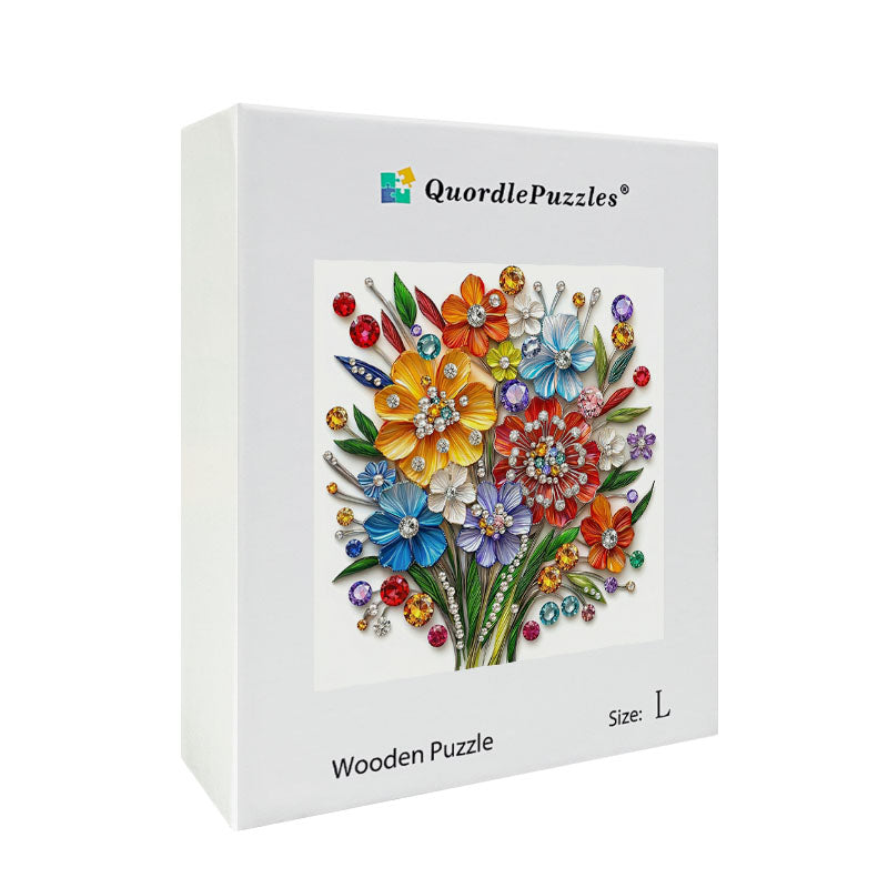 Gemstone Blossom Bouquet Wooden Jigsaw Puzzle