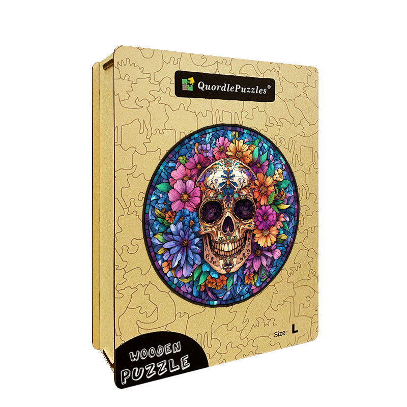 Floral Skull Wooden Jigsaw Puzzle
