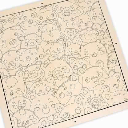 Beastie Bunch- Wooden Coloring Puzzle