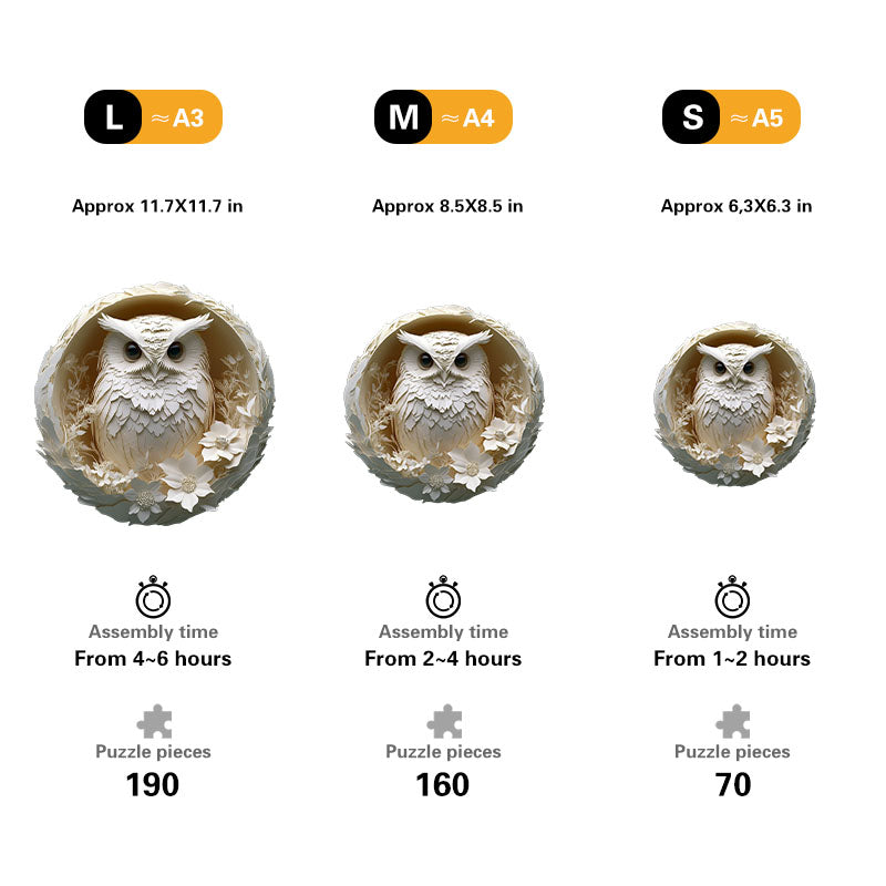 3D Owl in Nest Wooden Jigsaw Puzzle