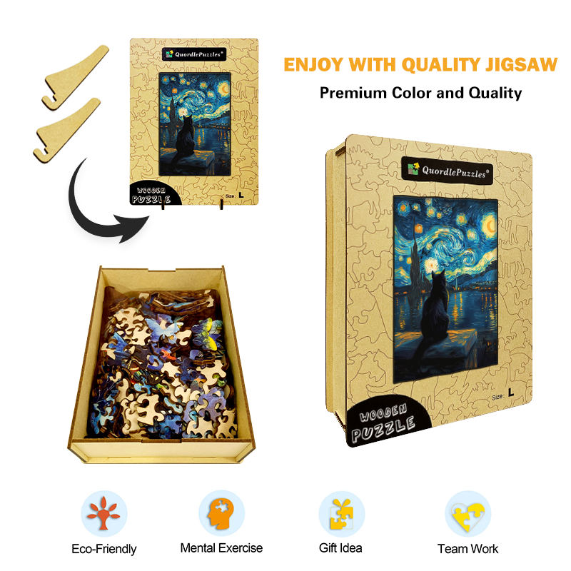 Puzzle Chat Noir à la Manière de Van Gogh