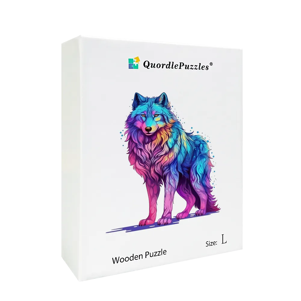 🔥Last Day 85% OFF-Majestic Rainbow Wolf Wooden Jigsaw Puzzle