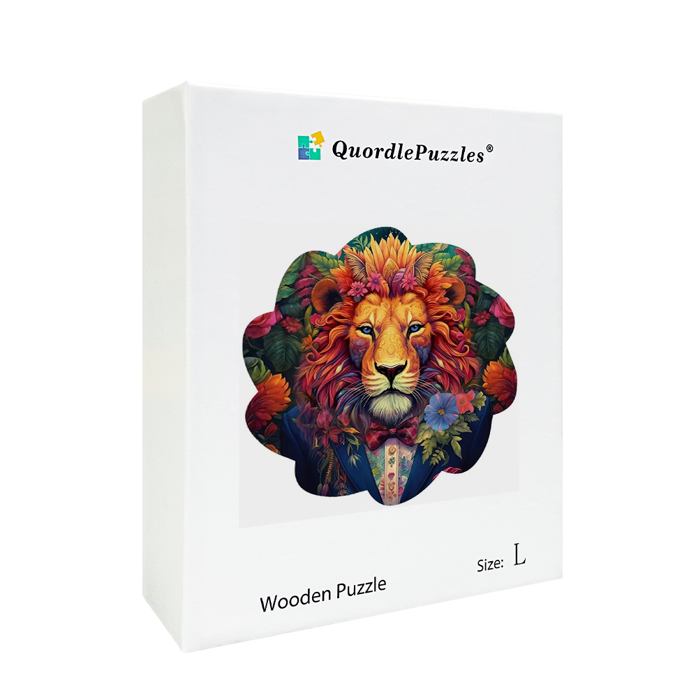 🔥LAST DAY 86% -Aesthetic Lion In Flowers  Owl Wooden Jigsaw Puzzle