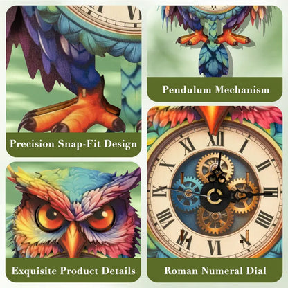 Rainbow Owl 3D Wooden Clock Puzzle
